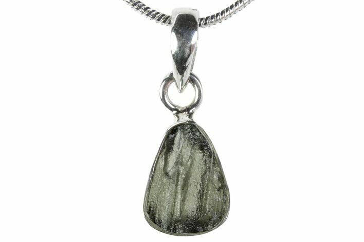 Green Moldavite Tektite Pendant ( g) - Sterling Silver #382704